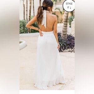 Pink Lily Elegant White Backless Maxi Dress